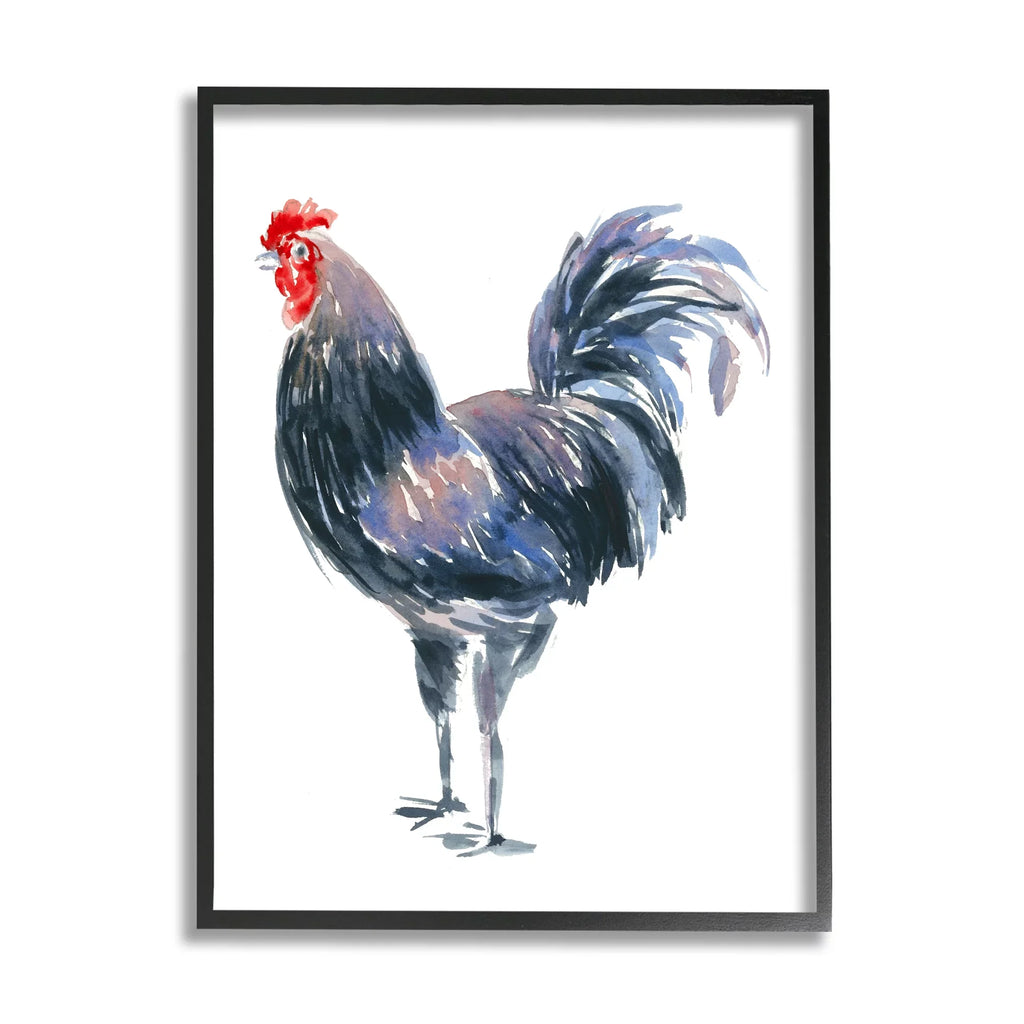 Insects Animals Rooster on Black Portrait x Industries Stupell Art, 16 Painting White & Framed Art Wall 20 Print