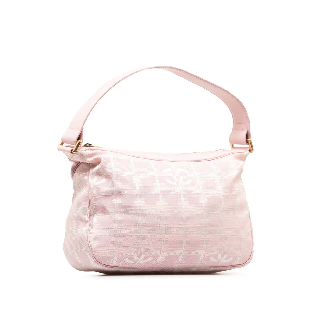 Fabric HandleBag Travel Line Chanel New Handbag Authenticated Unisex (Good) Pink Top Nylon Pre-Owned