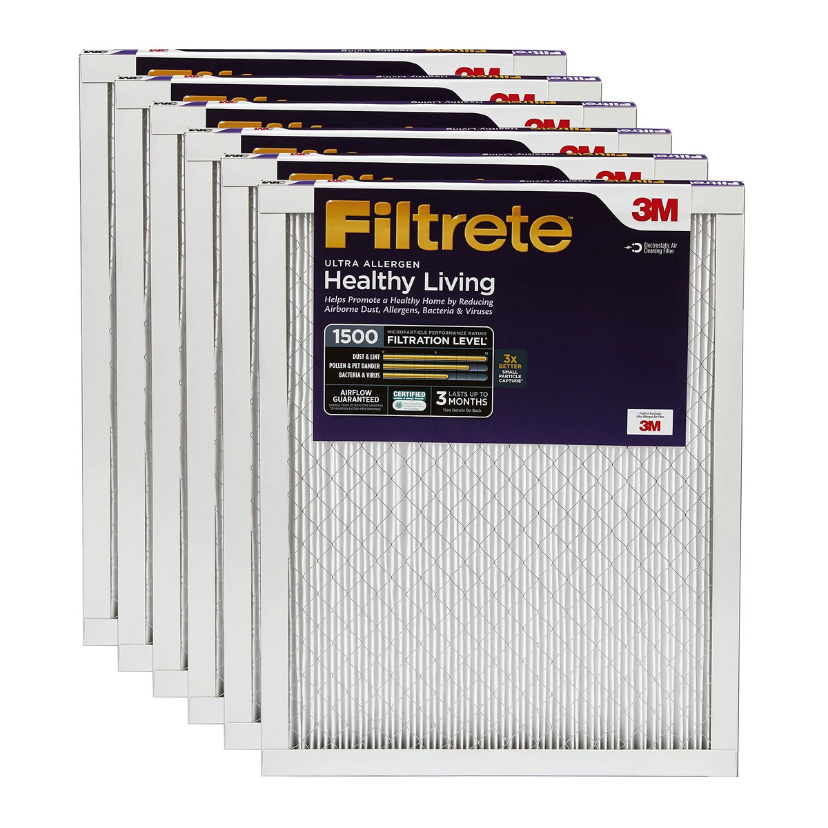 24 Filtrete AC Your x Healthy Living 14 Filter, Throughout Cleaner 6-Pack MPR oxygen x 1 Furnace Home, Delivers 1500 Reduction oxygen Ultra Allergen
