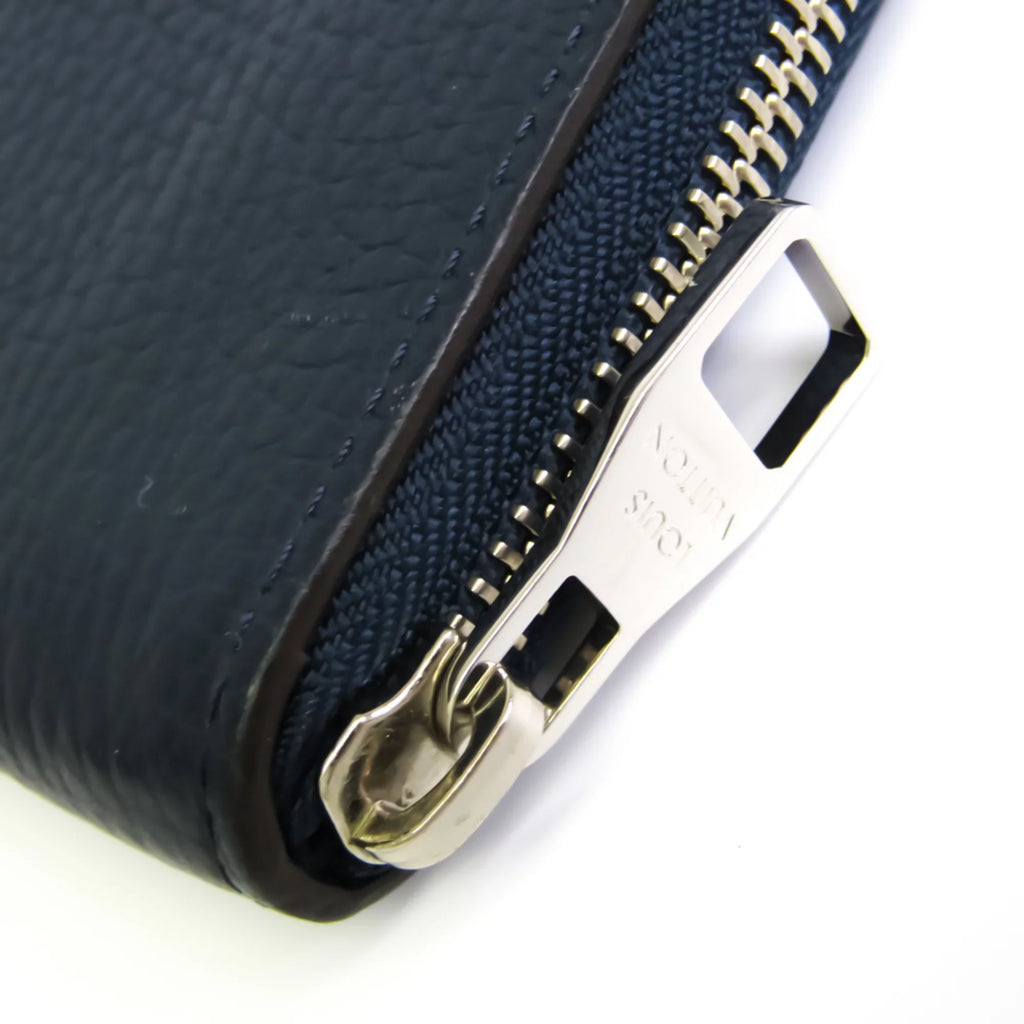 Vertical Louis Zippy Taurillon Leather (bi-fold) Wallet Long Vuitton Wallet Unisex Taurillon Navy M58823 (Good) Pre-Owned