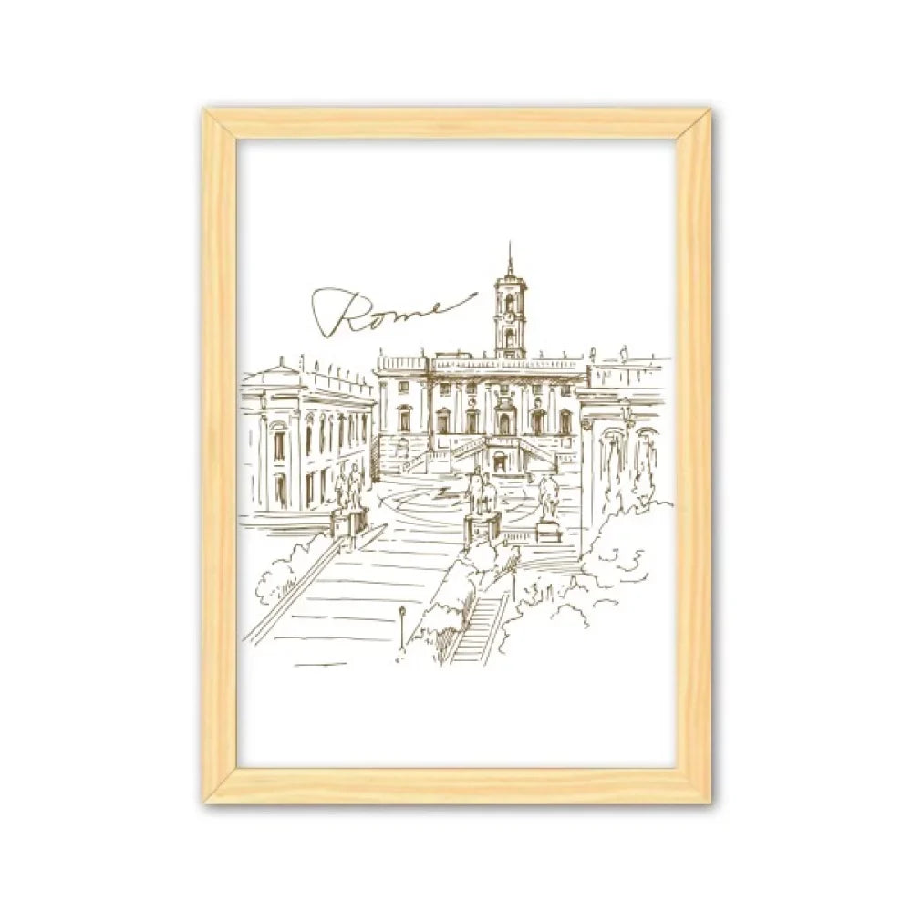 Decoration Landmark Picture A4 Fontana Trevi Painting Rome Home Decorative di Fontana Frame Wooden