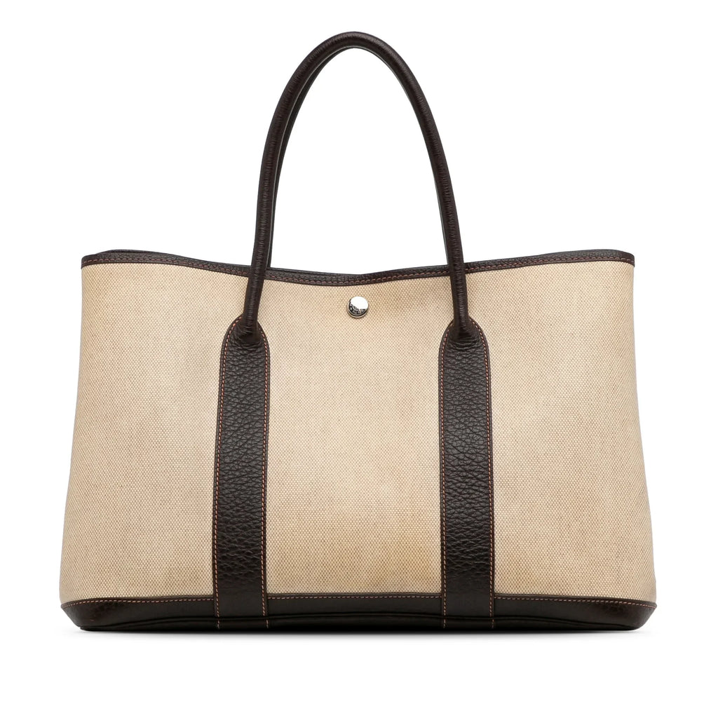 Hermès Authenticated (Good) Fabric Unisex 36 Canvas Party Garden Tote Brown Toile Pre-Owned Bag