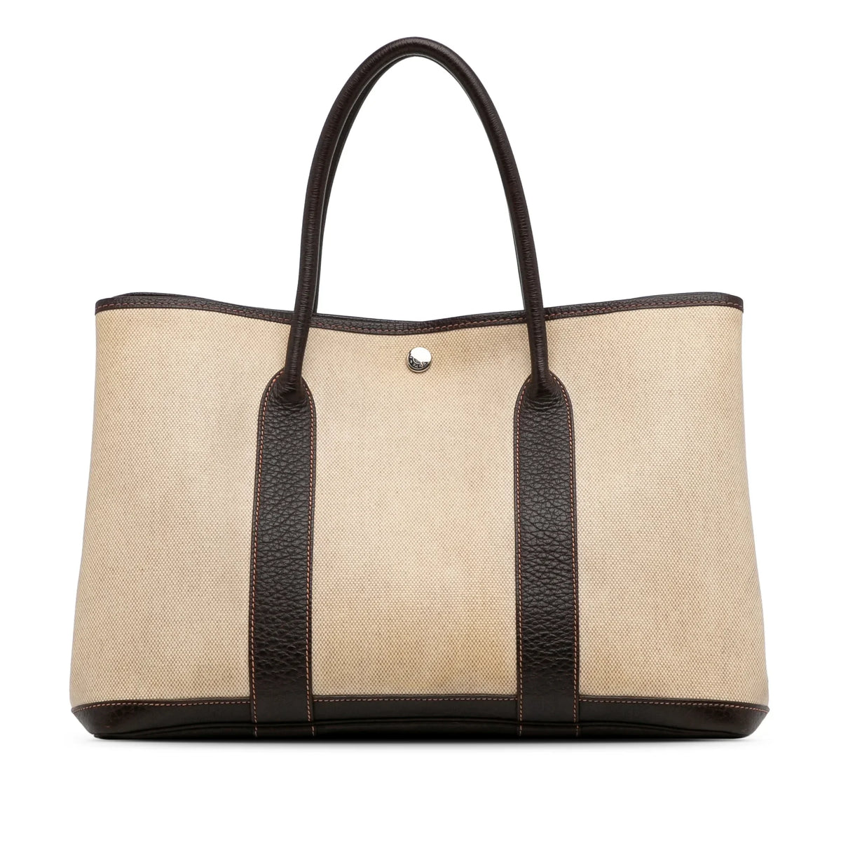 Hermès Authenticated (Good) Fabric Unisex 36 Canvas Party Garden Tote Brown Toile Pre-Owned Bag