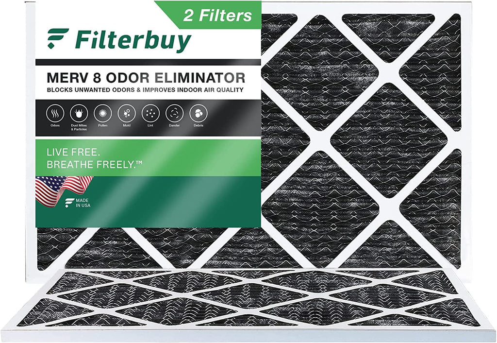 Filters Eliminator MERV HVAC with 16x24x1 Filterbuy Activated Odor atmospheric (2-Pack) Furnace AC Pleated 8 Carbon