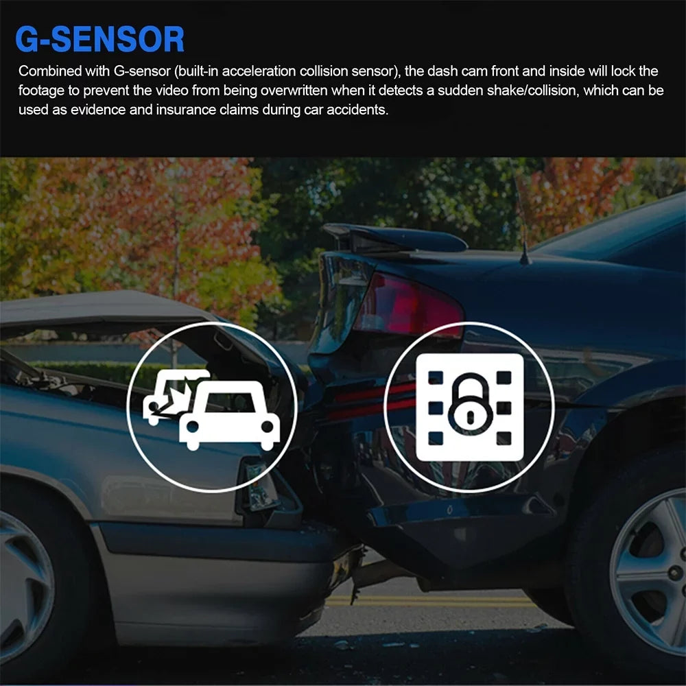 Recorder DVR Rear G-Sensor Cam Car and 1080P Lens Front Dash Dual Video Camera