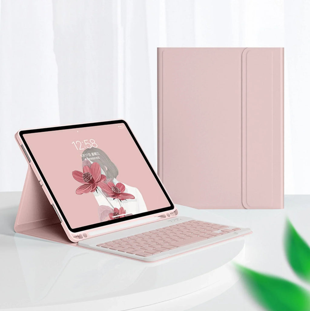 for Detachable Case 10.9 Keyboard 10th for Wireless Case 10th with Holder, Generation iPad Pencil Slim iPad -pink Keyboard Inch Protective Generation, Case