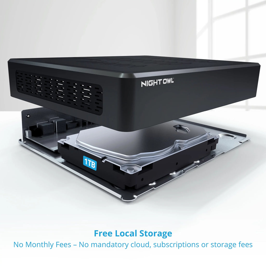 3 Cameras 4K Hard with 1080p Wi-Fi Spotlight HD Night 10 Channel Free Drive (Battery) 1TB Owl and Wire NVR