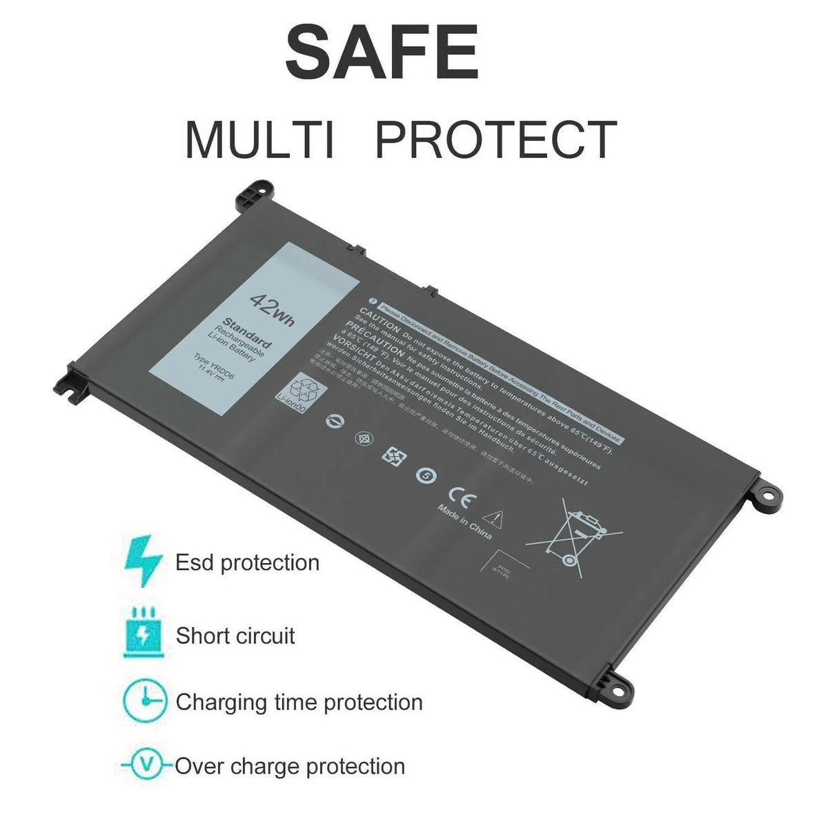Laptop 5491 5485 42Wh 2in1 3493 3310 Dell 5482 7586 Battery Inspiron YRDD6 for