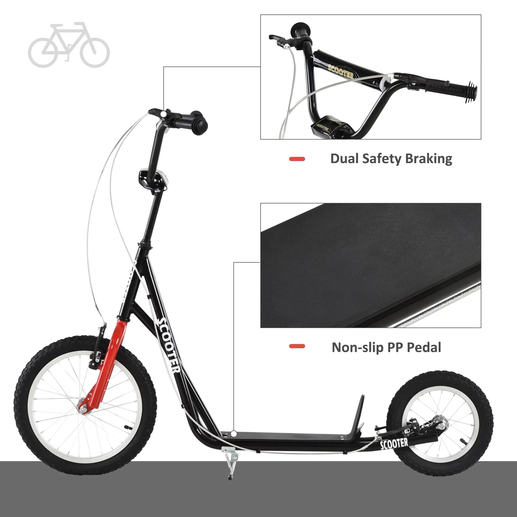 Youth Aosom Dual Rear Front Scooter Black Brakes, and Caliper