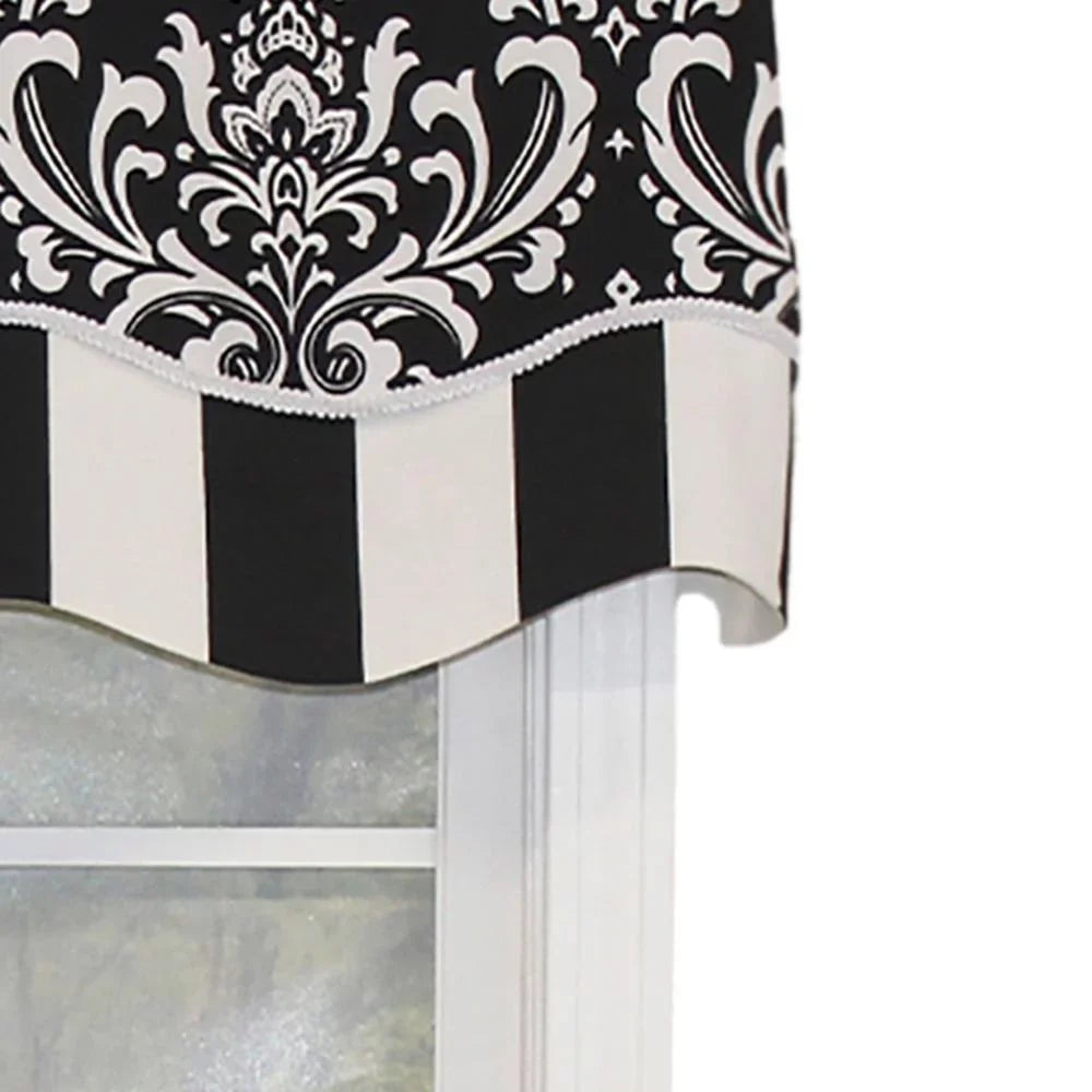 Black. Pocket, Valance Ozbourne 50"W 16"L Rod Glory Layered, X Trimmed. RLF 3" Home