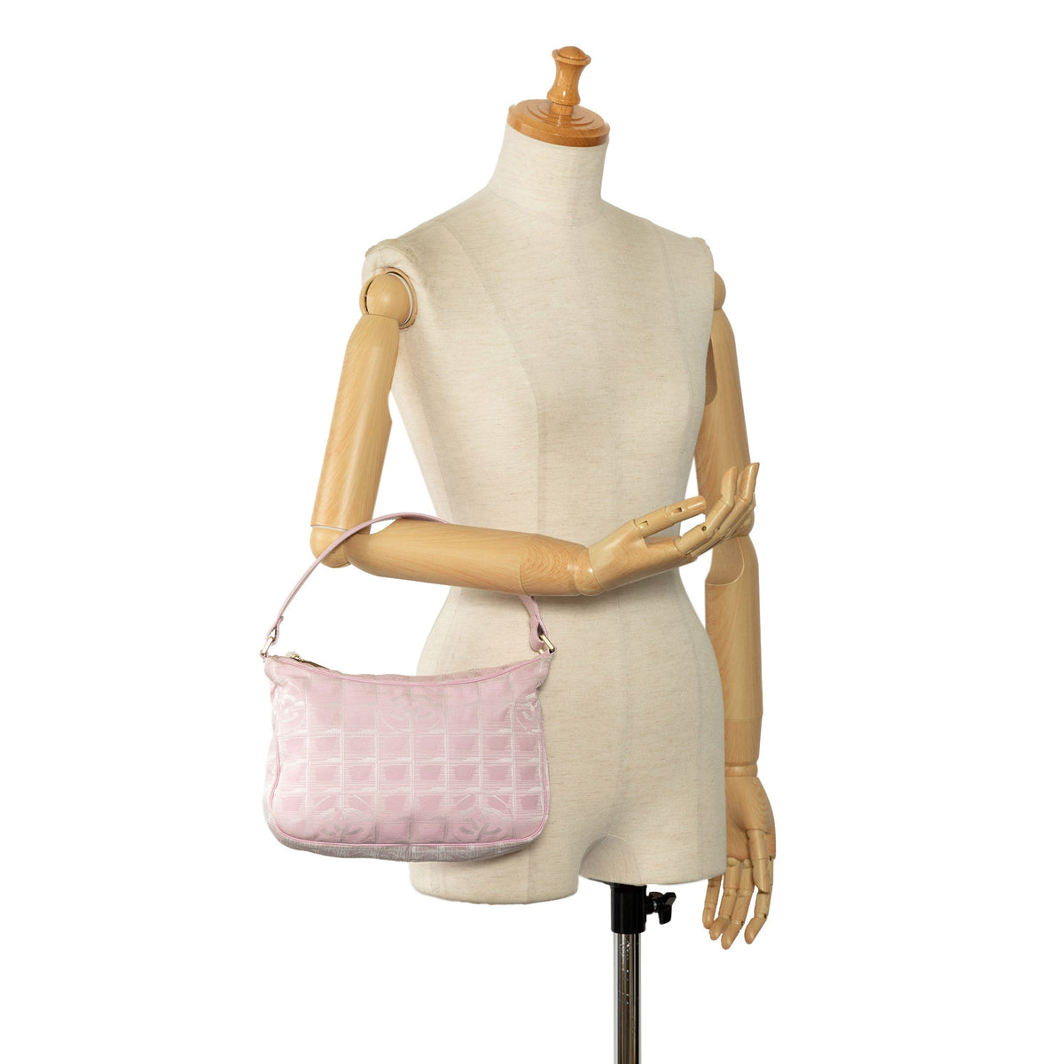 Fabric HandleBag Travel Line Chanel New Handbag Authenticated Unisex (Good) Pink Top Nylon Pre-Owned