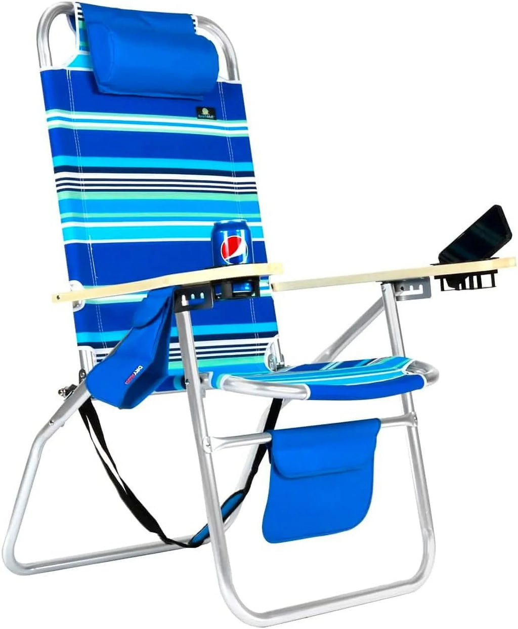Adults, Size Big Tall Seat Chair 17 Plus XL 300 High Deluxe Inches Load Aluminum Wide Beach Duty Lb Folding Heavy For