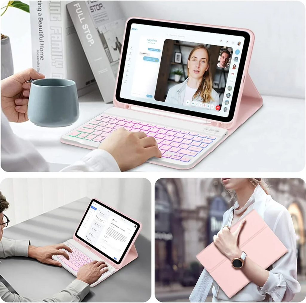 for Detachable Case 10.9 Keyboard 10th for Wireless Case 10th with Holder, Generation iPad Pencil Slim iPad -pink Keyboard Inch Protective Generation, Case