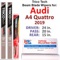 (Set 2019 3) Wipers Quattro A4 Wiper Audi of w/Rear Blade Beam
