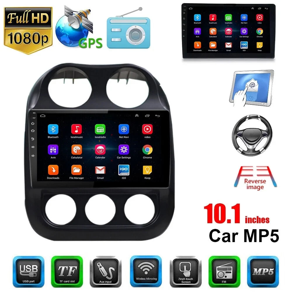 Built-in Jeep 11 Compass MP5 Map, Radio, Camera Car FM GPS for Powerful Android Radio Player KingFurt Patriot, Offline Reverse & Bluetooth