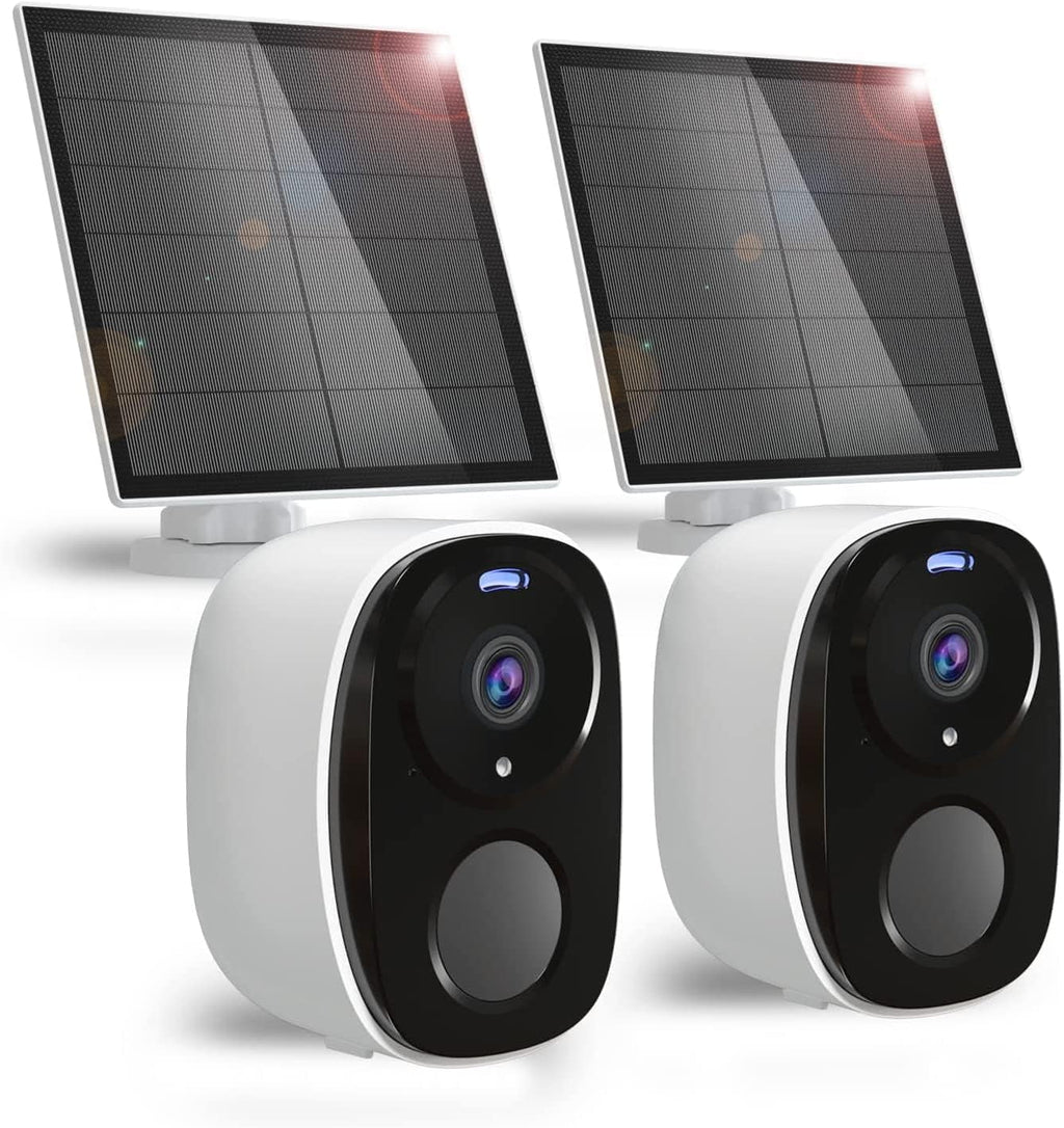 Motion Security SD IP65 Cameras Storage Wireless Detection, Outdoor Home Card/Cloud with Panel Two-Way 2K with 2Pack Vision, AI for Security, Color Night Solar Cameras Camera Waterproof, Home Audio,
