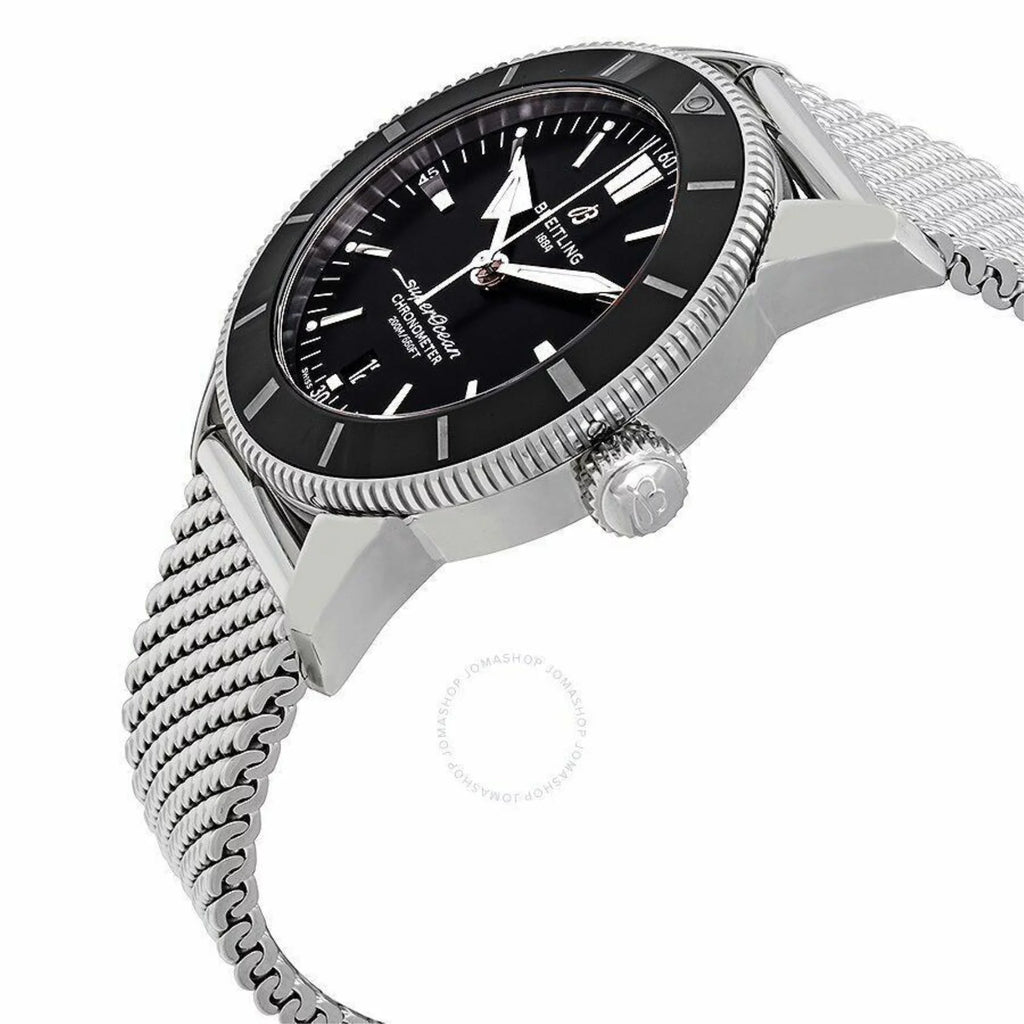 Breitling II Men's Stainless AB2030121B1A1 Heritage Steel Mesh Black Dial Superocean Watch