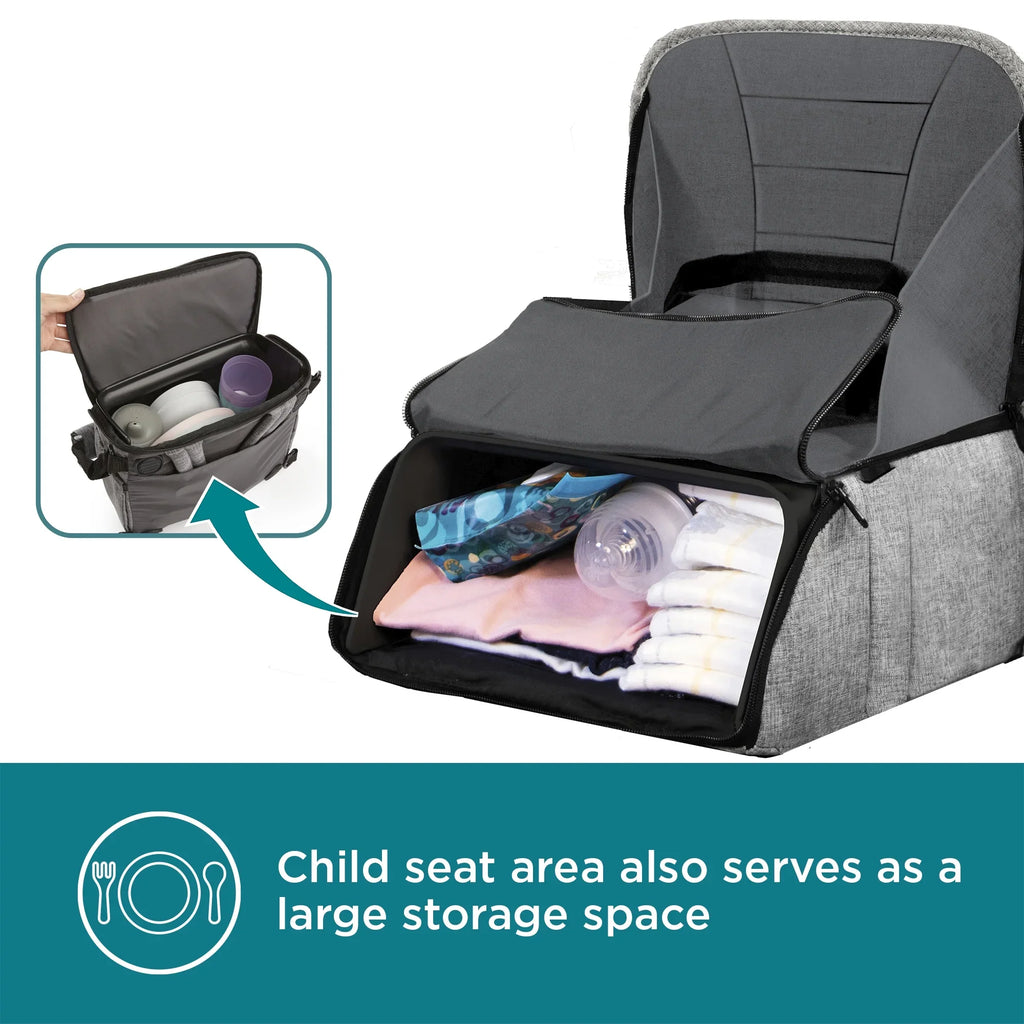 Bag, 2-in-1 Booster Diaper Seat Contours Backpack and transportable Explore Gray