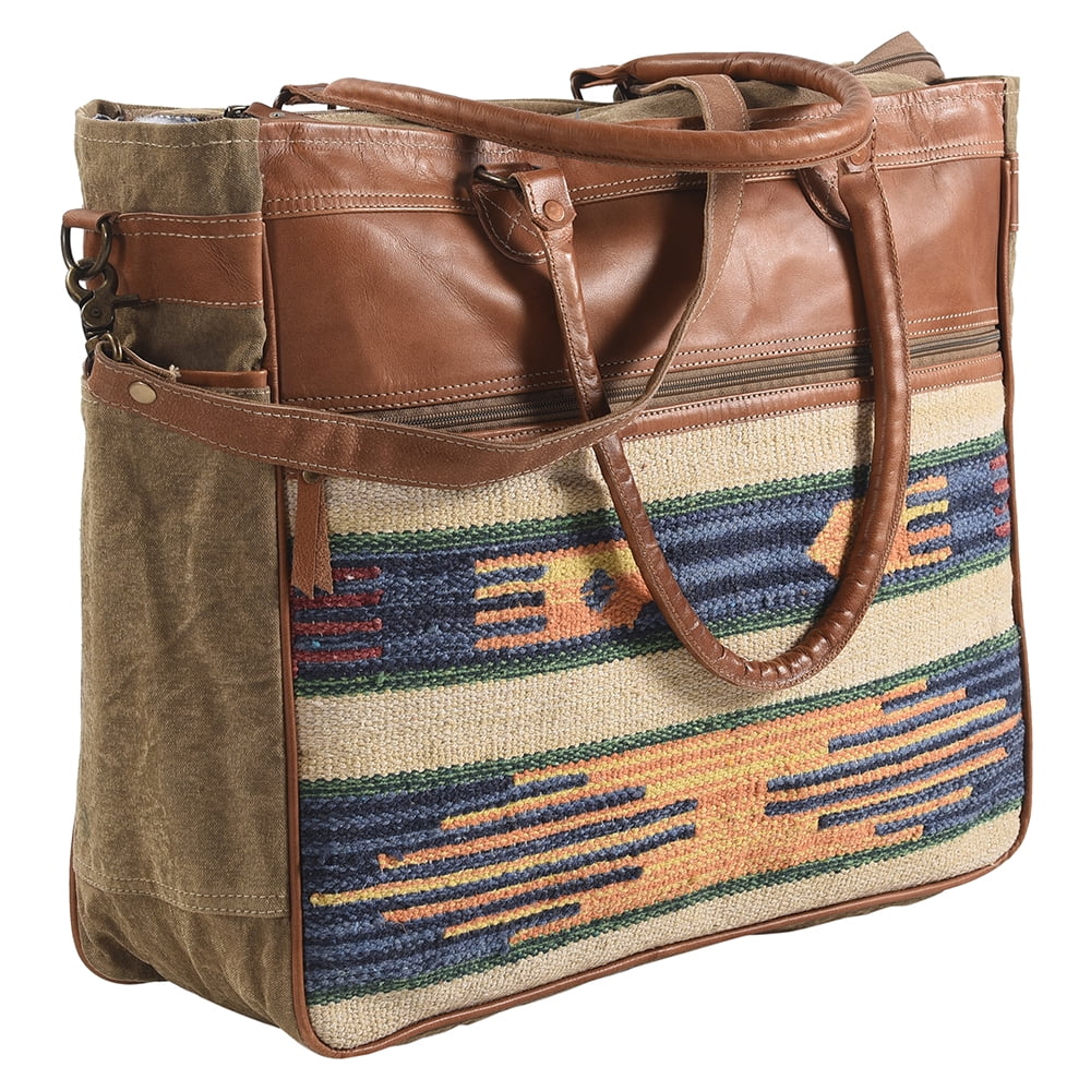 bag Canvas Leather OHLAY TOTE Upcycled KB325 Upcycled western Wool women KB handbag Genuine purse