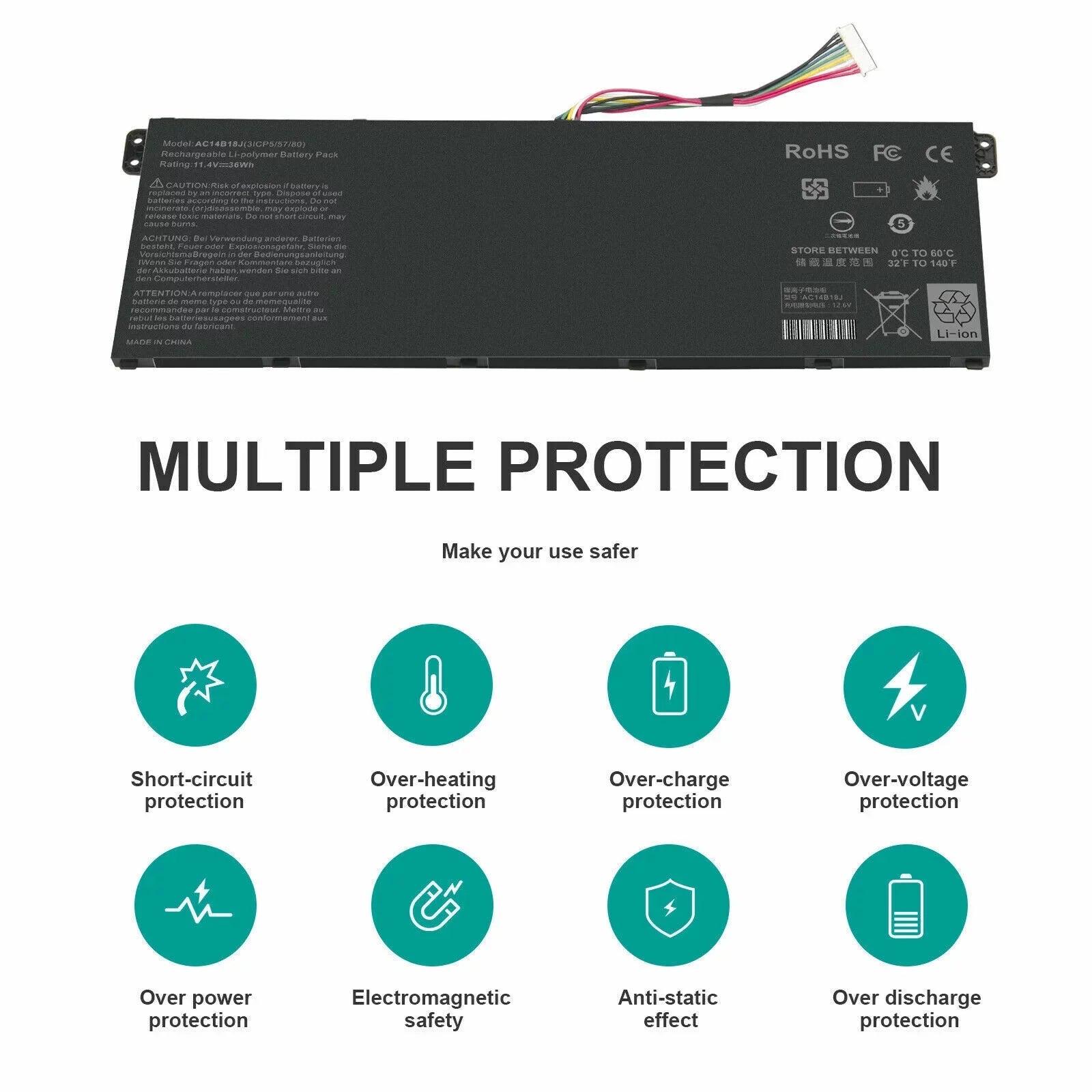 for Laptop C810 AC14B13J C910 Battery CB5-571 CB3-531 Acer Chromebook CB3-111