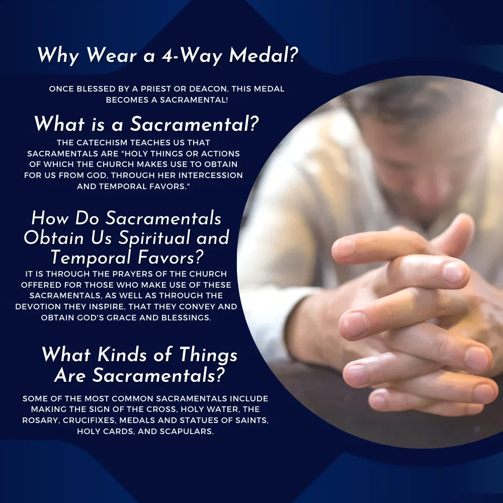 Medal, with 5-Way Christopher in Heart, Gold and Large St. 14kt Miraculous Made Catholic Traditional Filled Extel Cruciform Cross Joseph, Sacred USA St. Medal