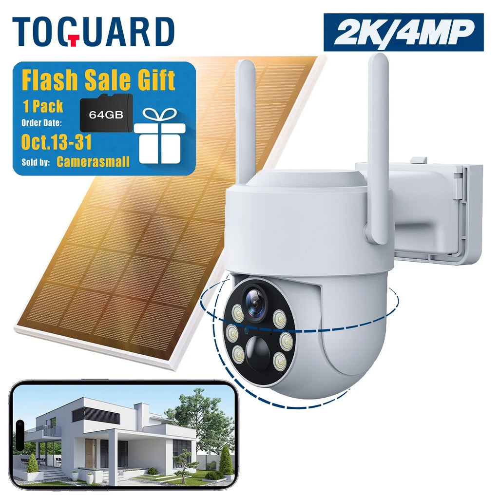 Toguard Camera SC21 Camera PTZ Solar Wireless 2K/4MP Dome Security Outdoor WiFi