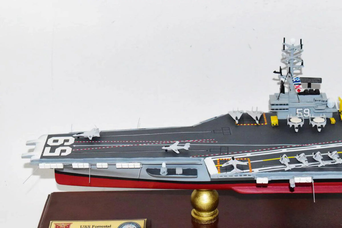USS Model,Forrestal Aircraft Model,Navy,Scale CV-59 Forrestal Class,Mahogany Carrier