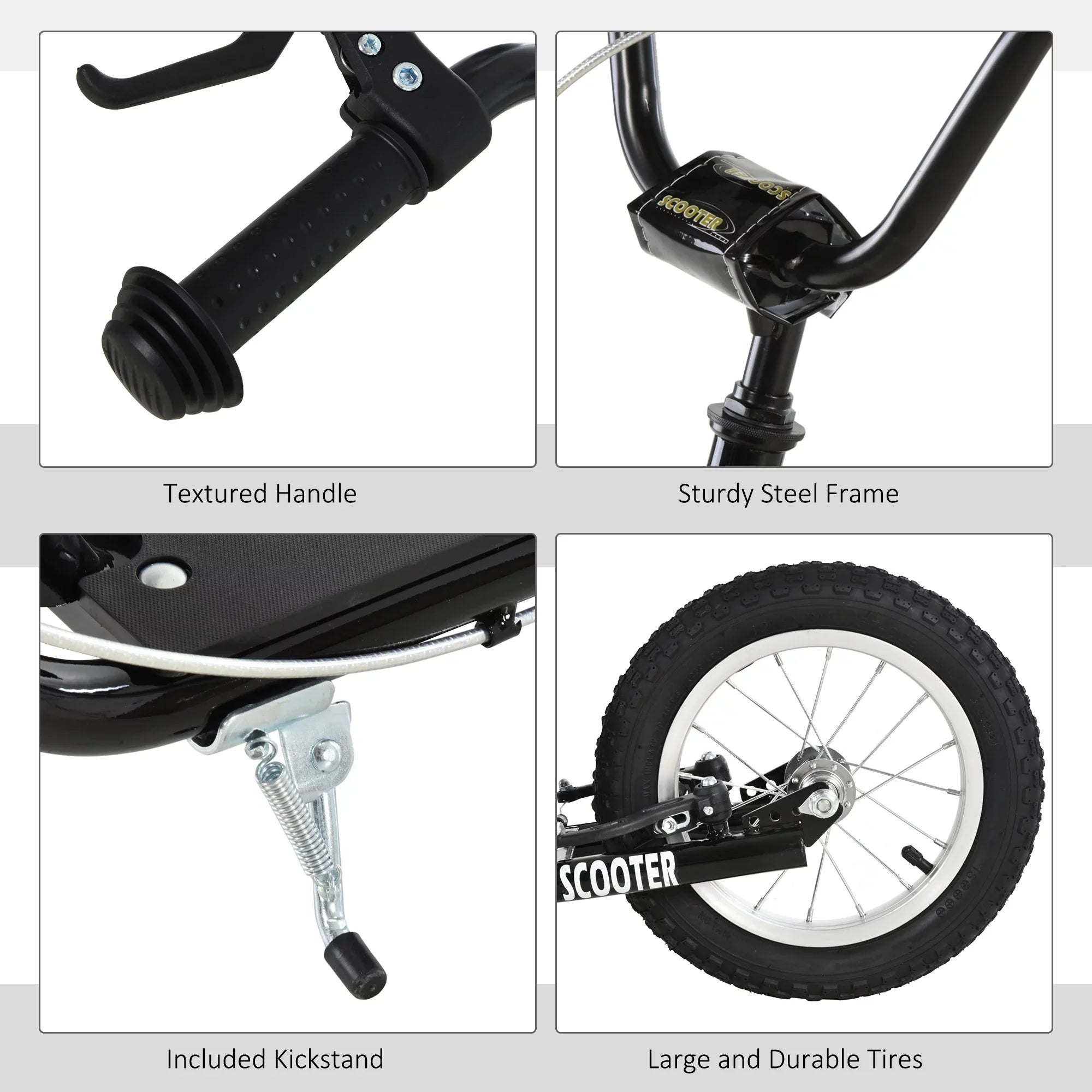 Youth Aosom Dual Rear Front Scooter Black Brakes, and Caliper