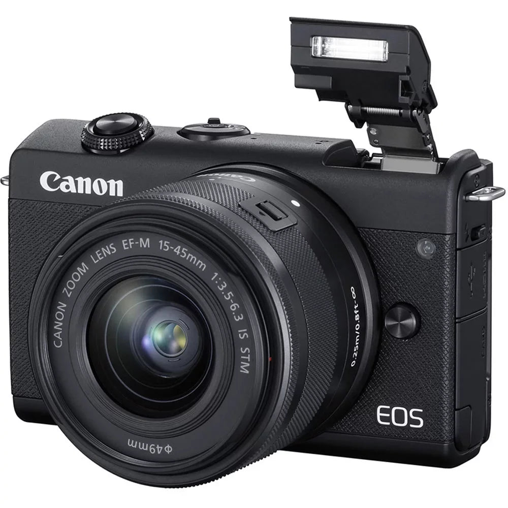 '+ 128GB (Black) Canon Digital Camera Kit 15-45mm Lens Mirrorless EOS with M200