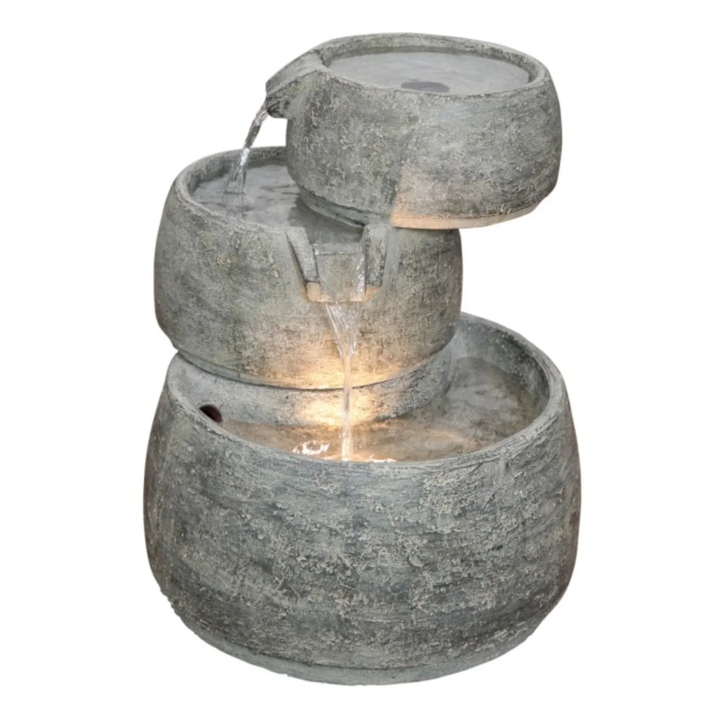 with H Cascading Quartz 3-Tier Lightweight Fountain Color, Classic LED Garden Indoor/Outdoor and x 11.5” Light, 15” Home Polyresin D