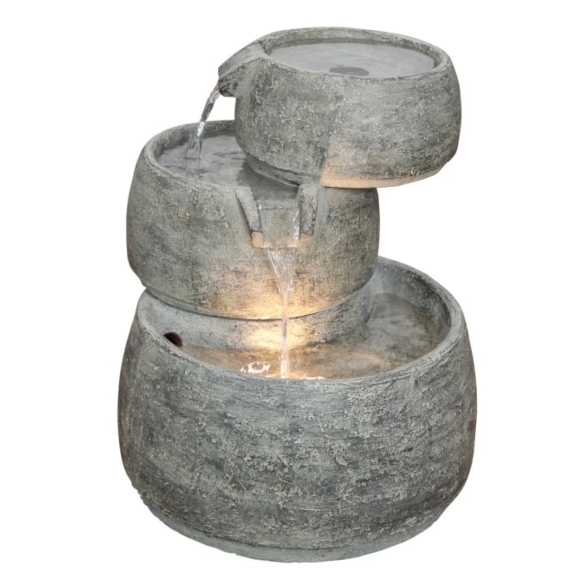 with H Cascading Quartz 3-Tier Lightweight Fountain Color, Classic LED Garden Indoor/Outdoor and x 11.5” Light, 15” Home Polyresin D