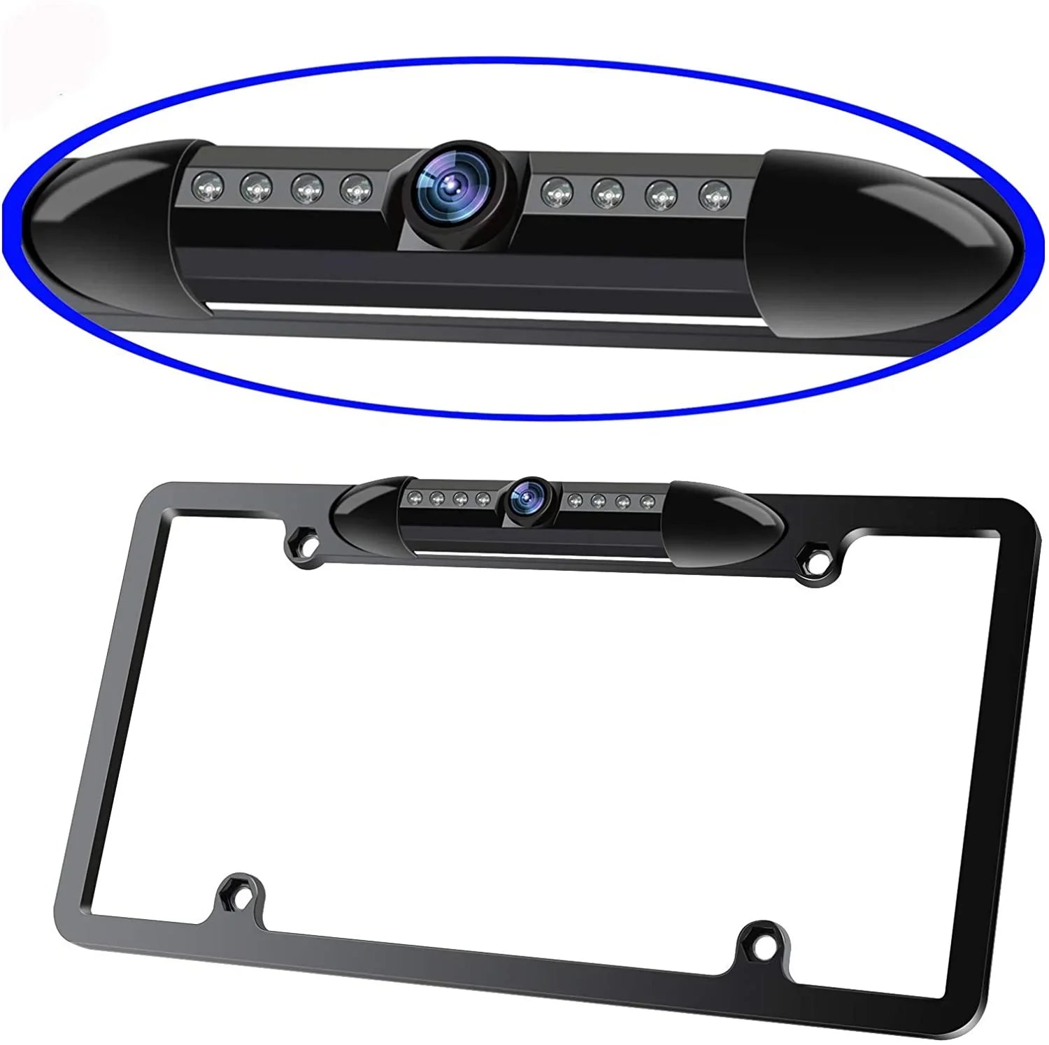 Viewing View Rear Waterproof s Camera Bright 170° Plate Camera Car License Backup Frame with Night 8 Angle Vision
