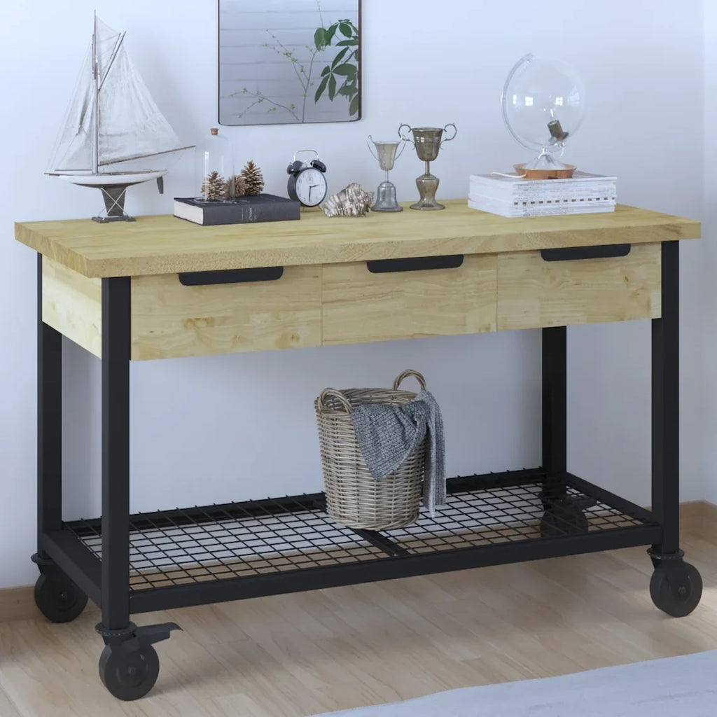 62" Metal Wood Rove Industrial Workbench &