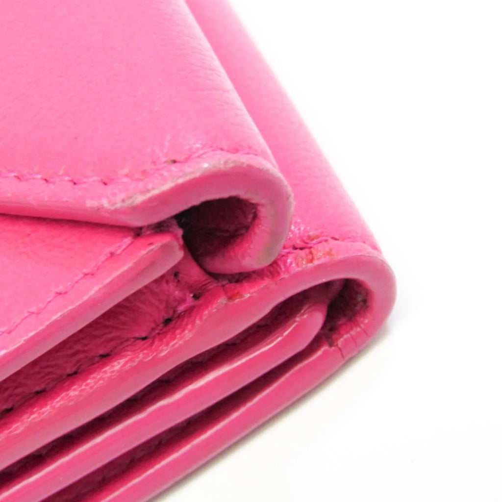 (tri-fold) Mini Leather Pre-Owned 391446 Papier Women's Pink Wallet Wallet (Good) Balenciaga