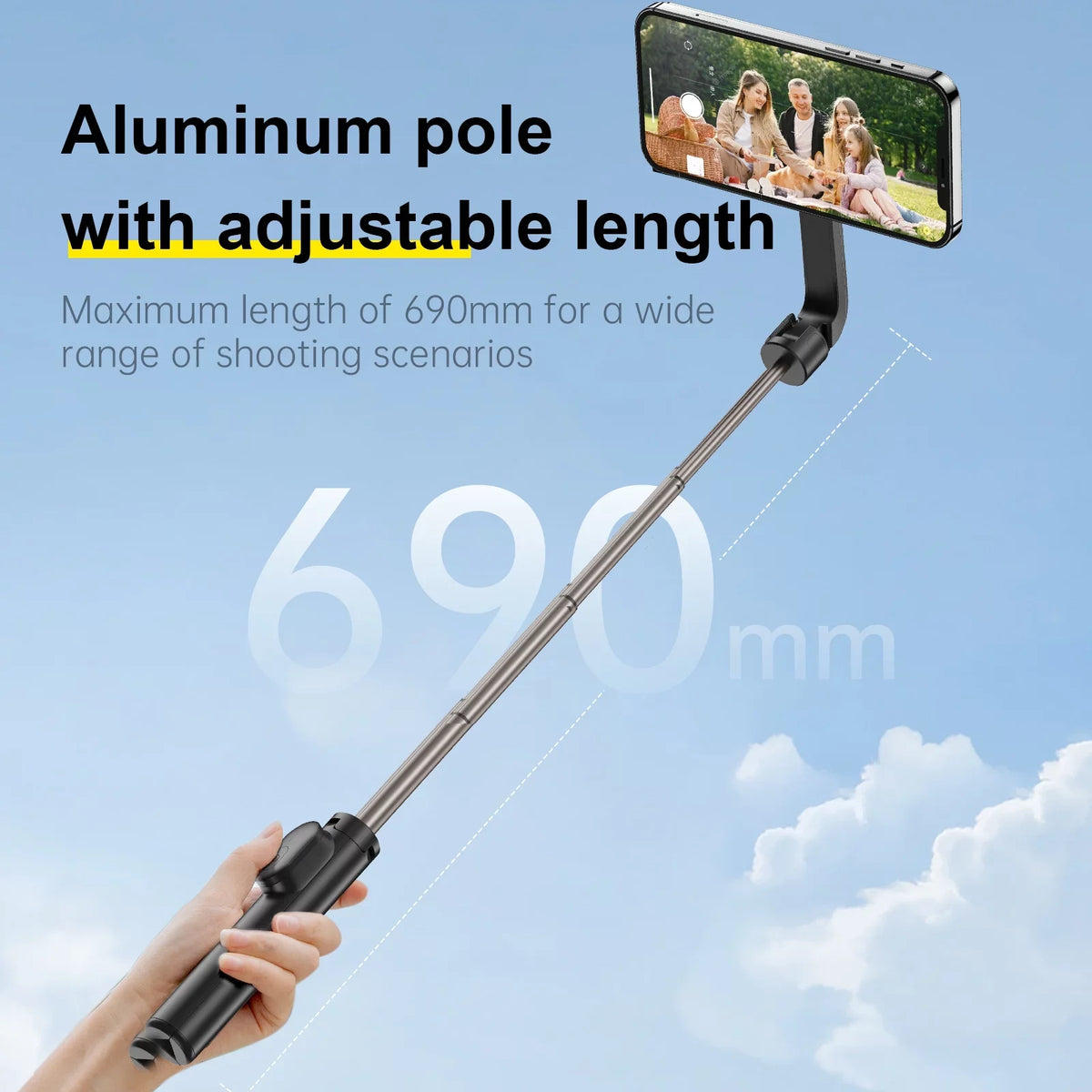 with Stick 27.1 Selfie Magnetic Remote for , TELESIN inch Control Tripod, Rotation