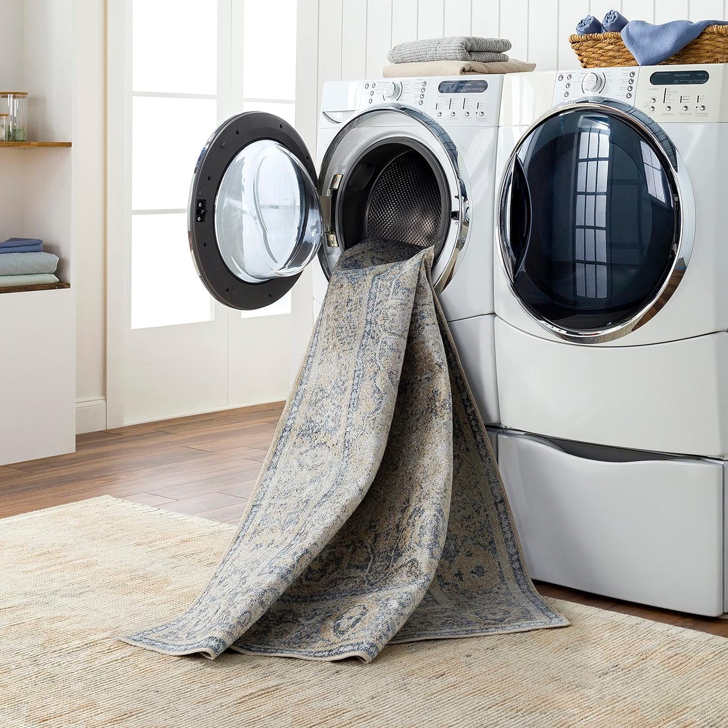 Washable) East Living 2X3 Rugs, Room, Machine Beige Kitchen 3', (2' Bedroom Traditional X Rug, Washable For Area Or Light Carpet Blue