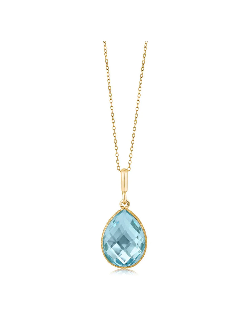 Pear Plated 16x12mm Ct 9.00 Topaz Yellow Gem 18K Blue Pendant Stone King Gold Chain inches 18 Silver Shape