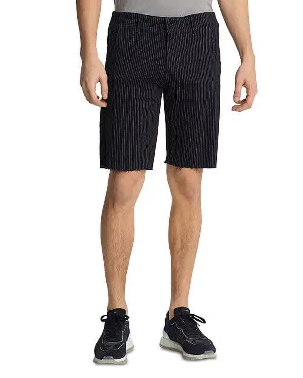 Karl Raw Mens Fit Pinstripe MSRP black Shorts Size Regular 32 Hem Lagerfeld $129