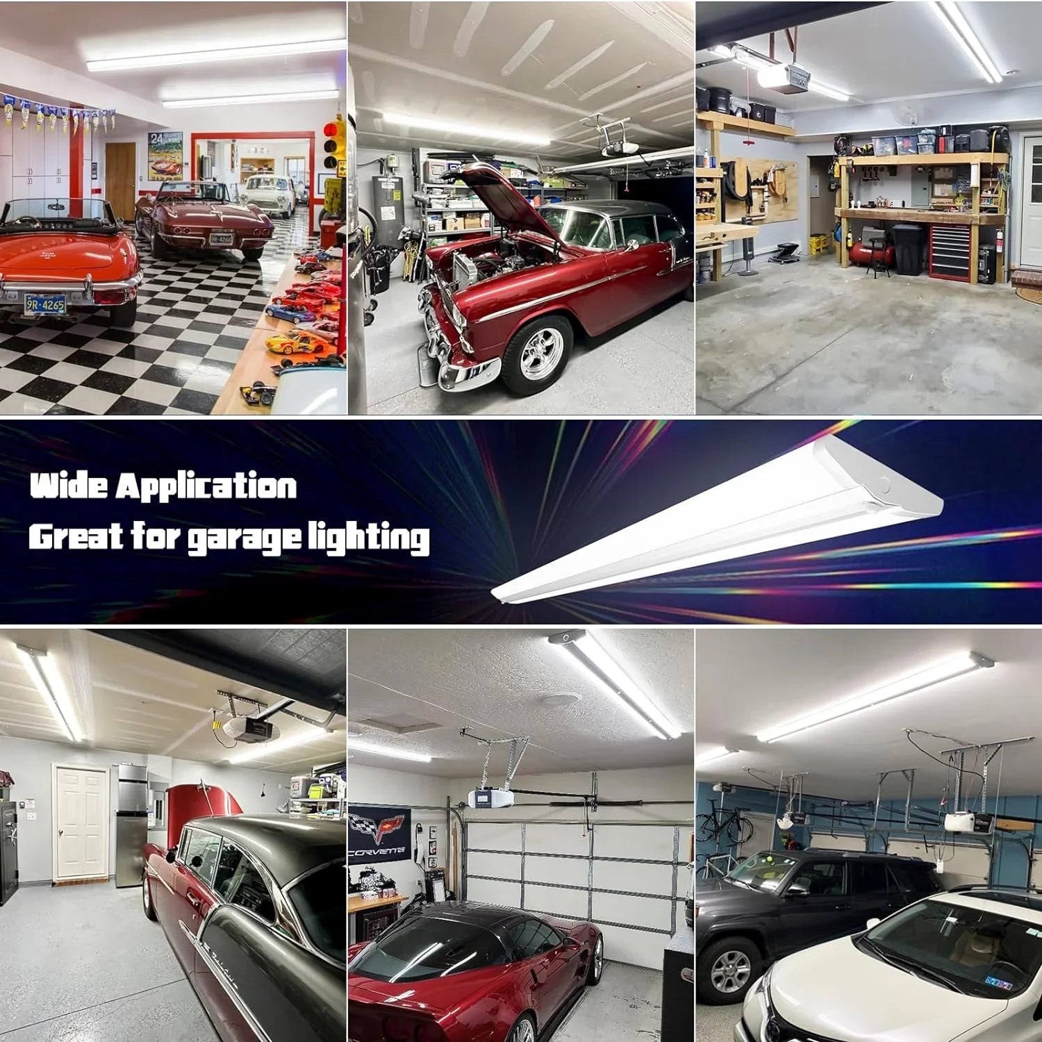 Slim Garage Lights, Office 4 Shop LED Foot 110W Wraparound T8 Mount for 8 8FT Pack QCAI 5000K, Compact Fluorescent Ultra Grade 12500LM, Equiv.], Flush Warehouse, Light LED Commercial [6-lamp Strip