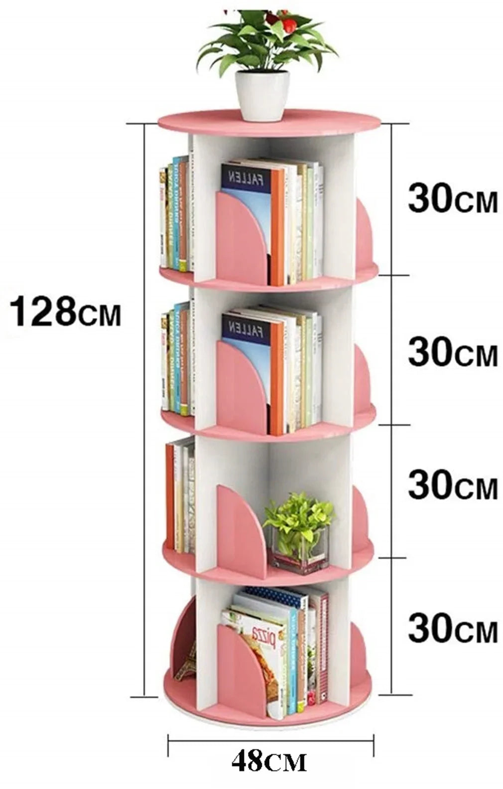 Organizer 4 Bookshelf Stackable 360° Tier Rotating Shelves