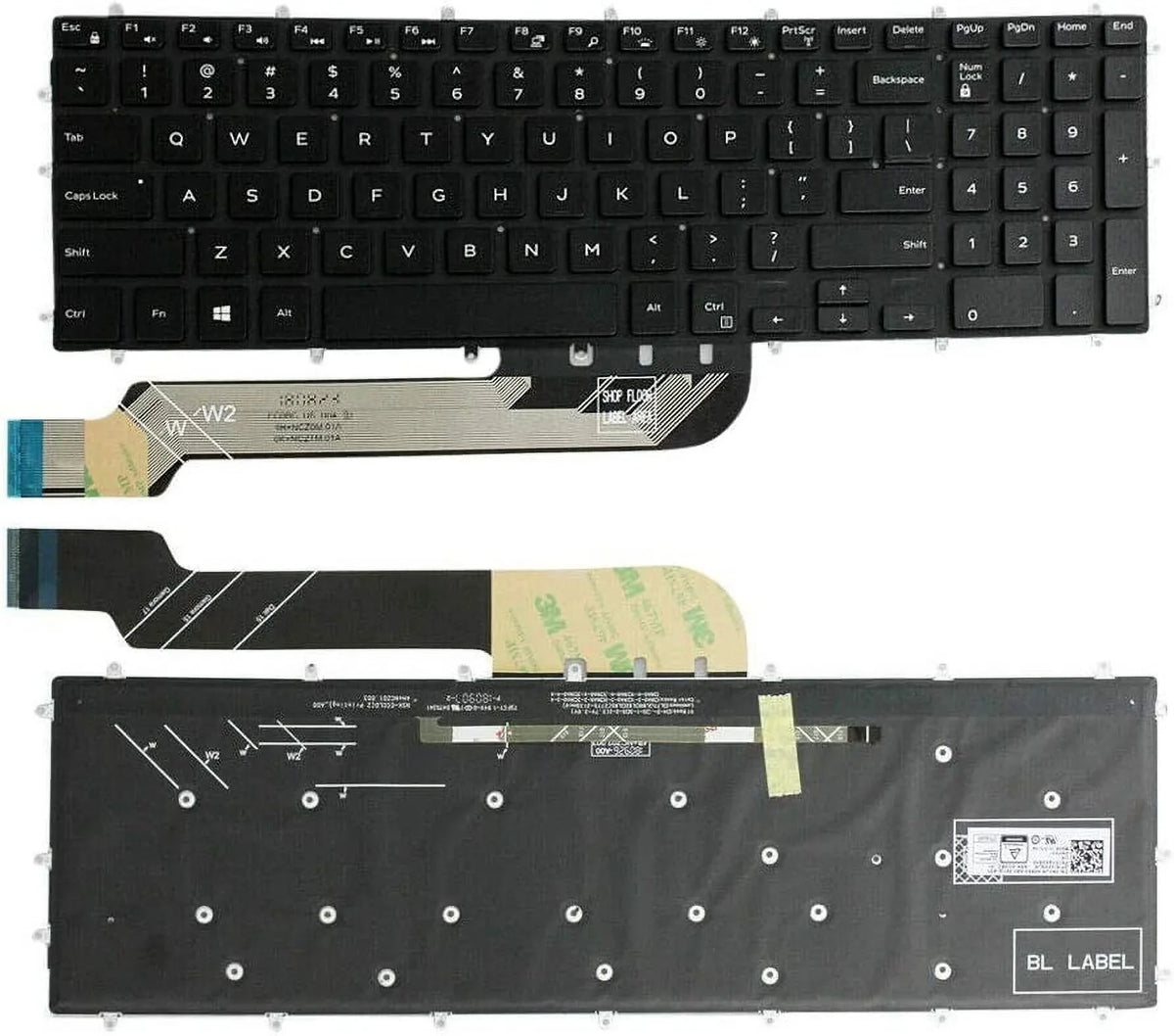 Black G7 3590 G3 3579 Backlight 3779 G3 for 15 17 US English 15 15 7590 7790 Keyboard 15 5590 palmrest) G3 New Dell Light G5 Replacement Laptop 7588 (Without G7 Backlit