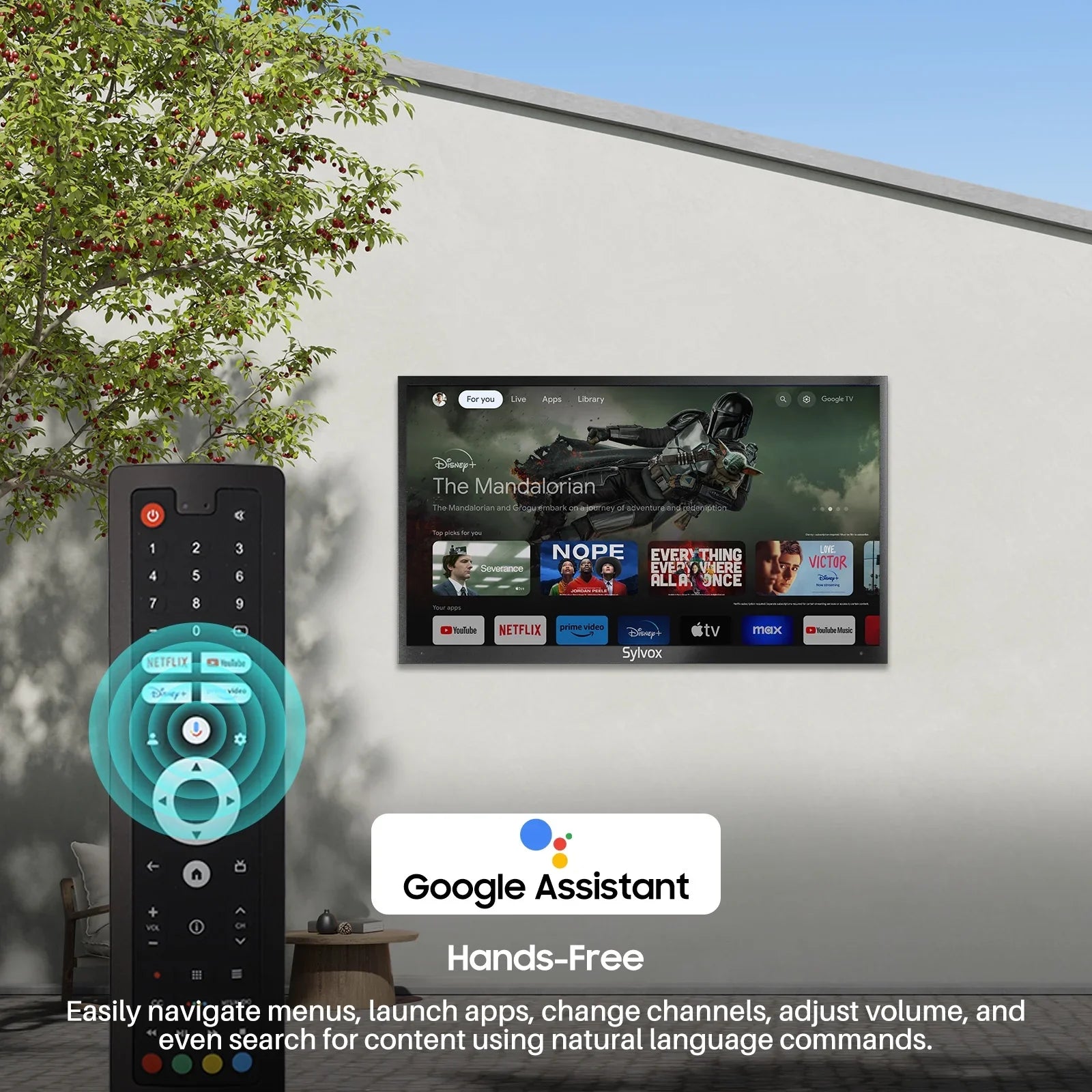 Patio Remote,1000nits Deck, 2.0) 43'' Chromecast Google TV, Smart Garden(Deck or Pro TV, Vision QLED Voice Television, Weatherproof for Waterproof, HDR, Outdoor QLED Built-in Dolby SYLVOX IP55