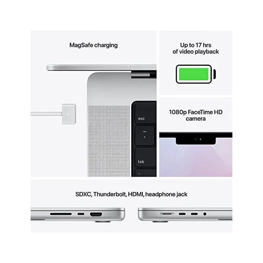 (Refurbished) Pro Silver 16GB MacBook Pro 8 RAM, CPU (14-inch, 512GB Restored with 14 Apple chip - core M1 GPU, SSD) and core Apple