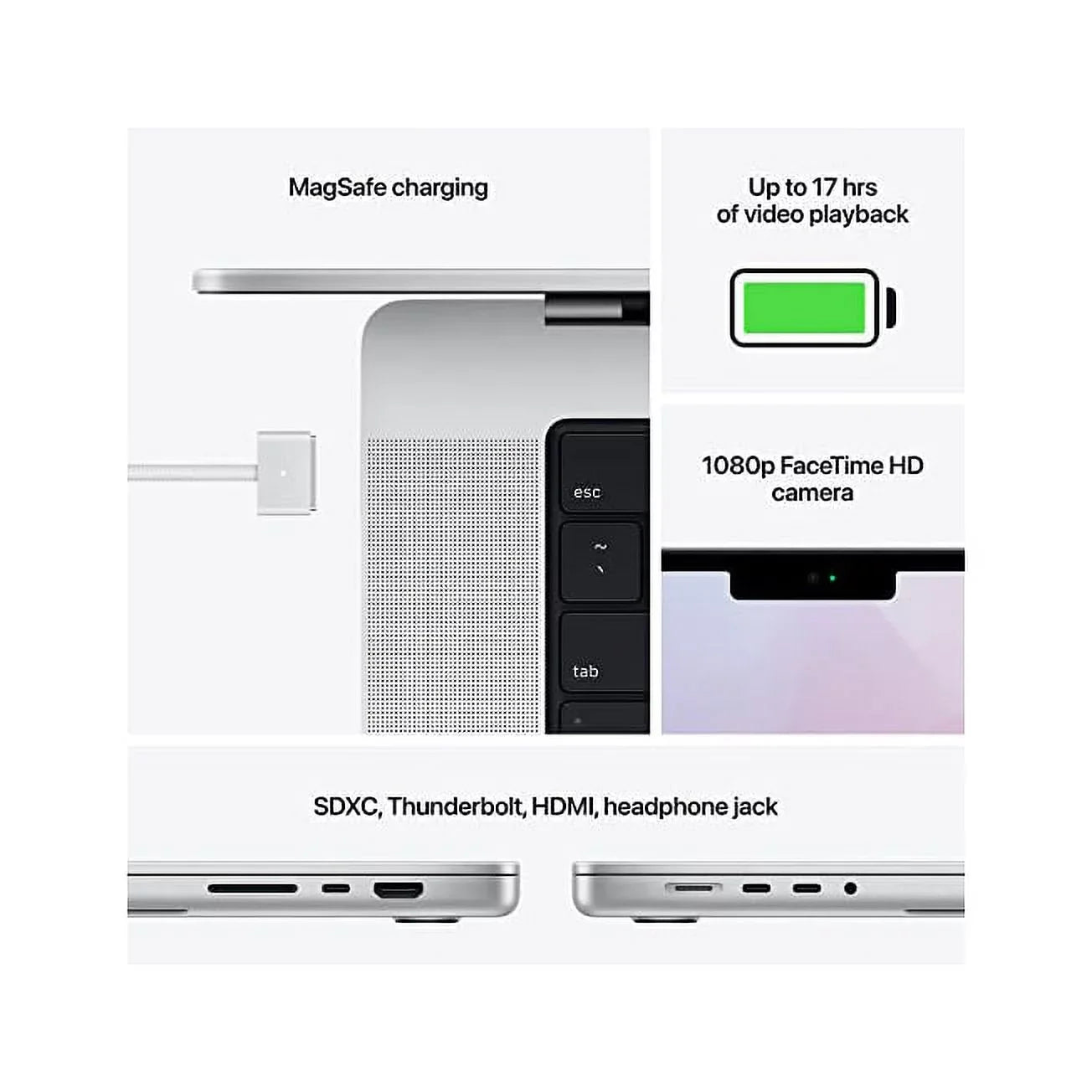 (Refurbished) Pro Silver 16GB MacBook Pro 8 RAM, CPU (14-inch, 512GB Restored with 14 Apple chip - core M1 GPU, SSD) and core Apple