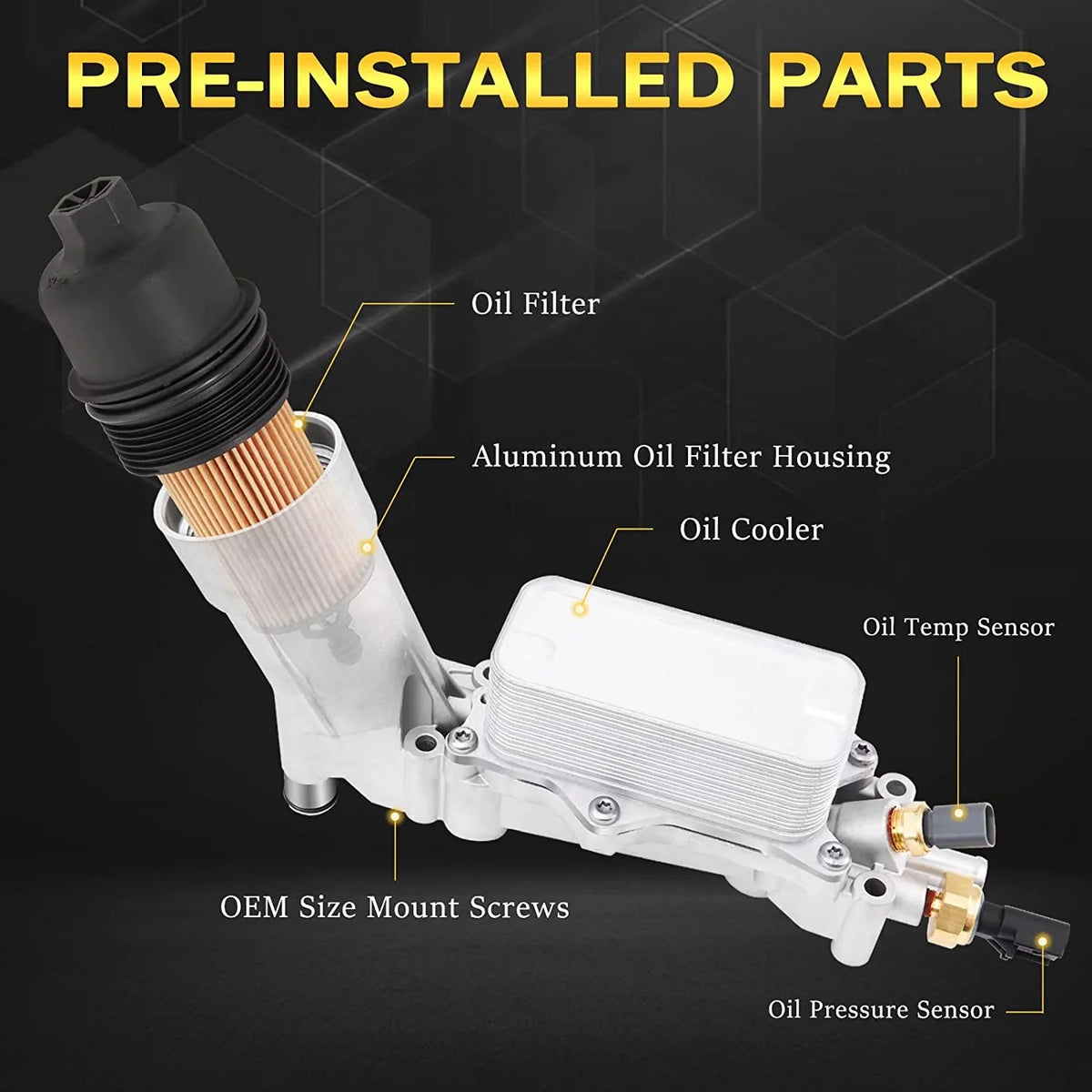 with and 926-959 3.6L for Engine Housing Oil Jeep Gaskets Ram Oil Aluminum Filter Sensors Chrysler Cooler Dodge 2011-2016