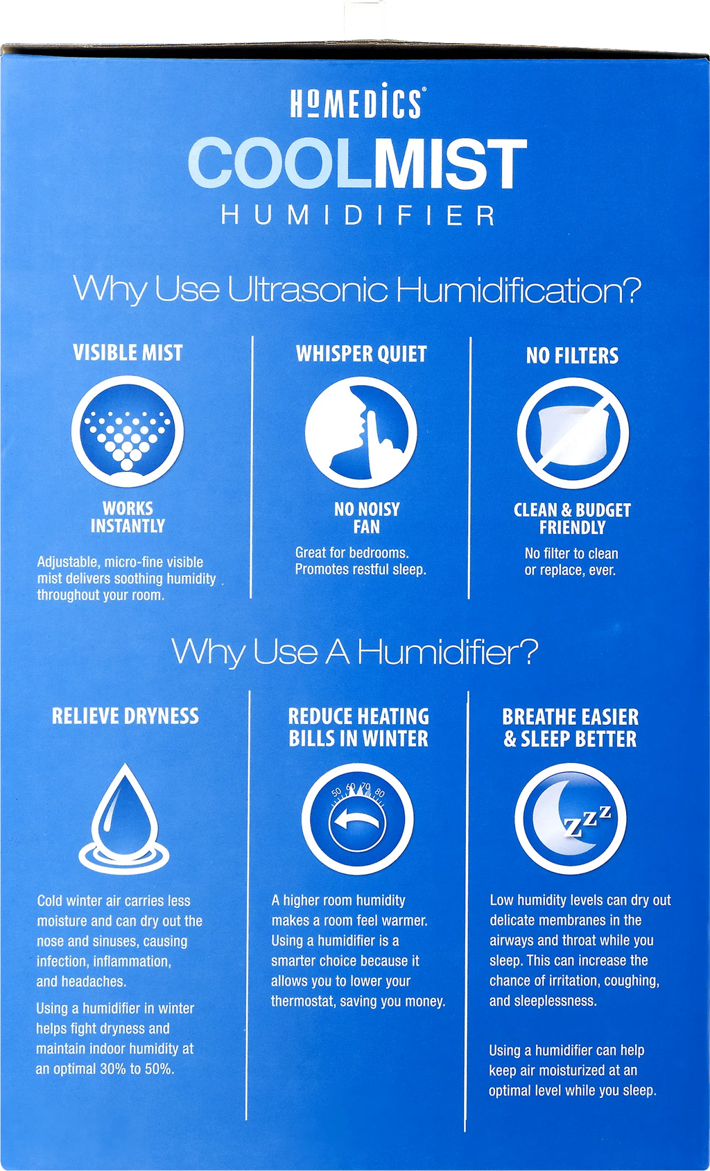 UHE-CM65 HoMedics Mist Cool Ultrasonic Humidifier,