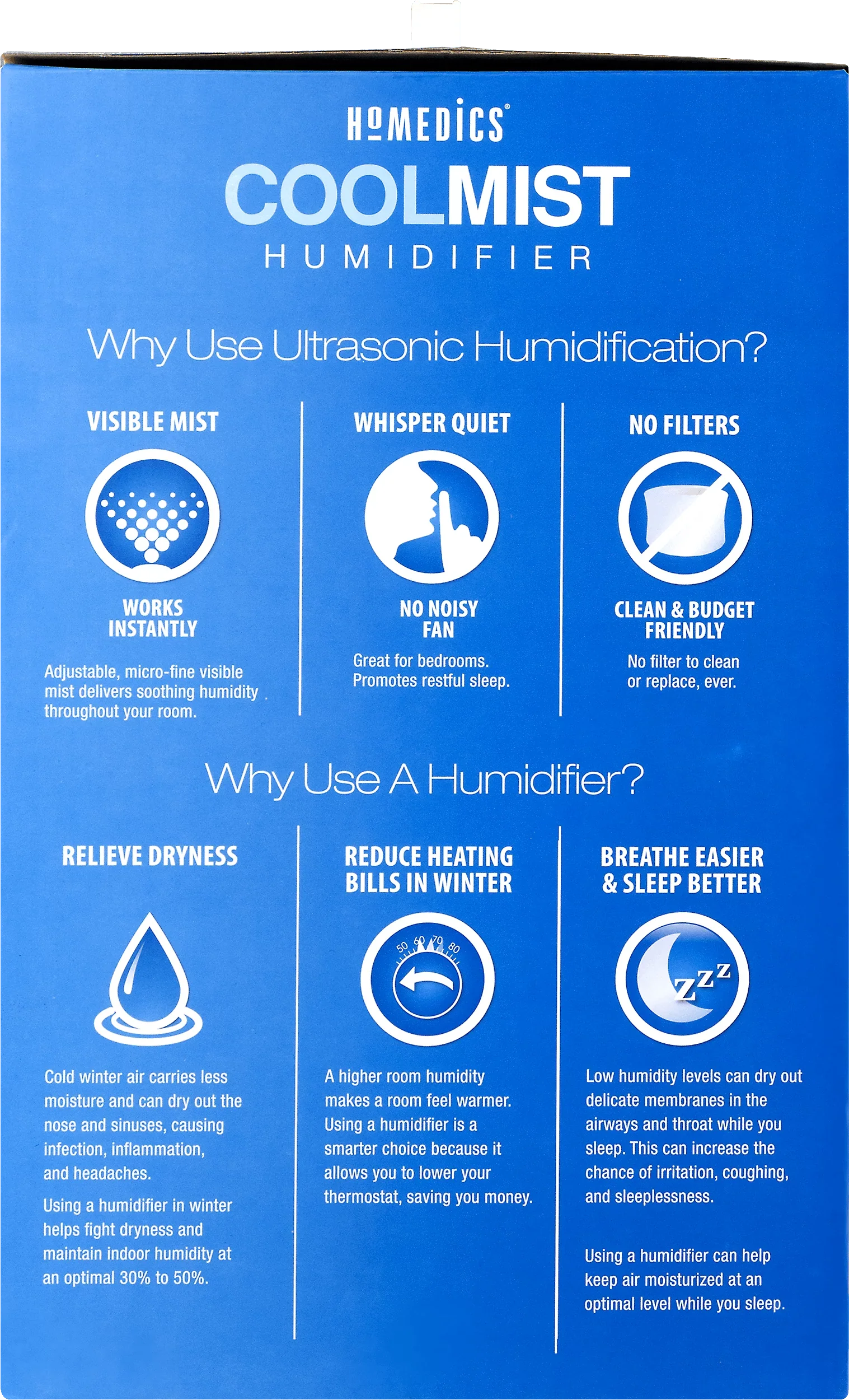 UHE-CM65 HoMedics Mist Cool Ultrasonic Humidifier,