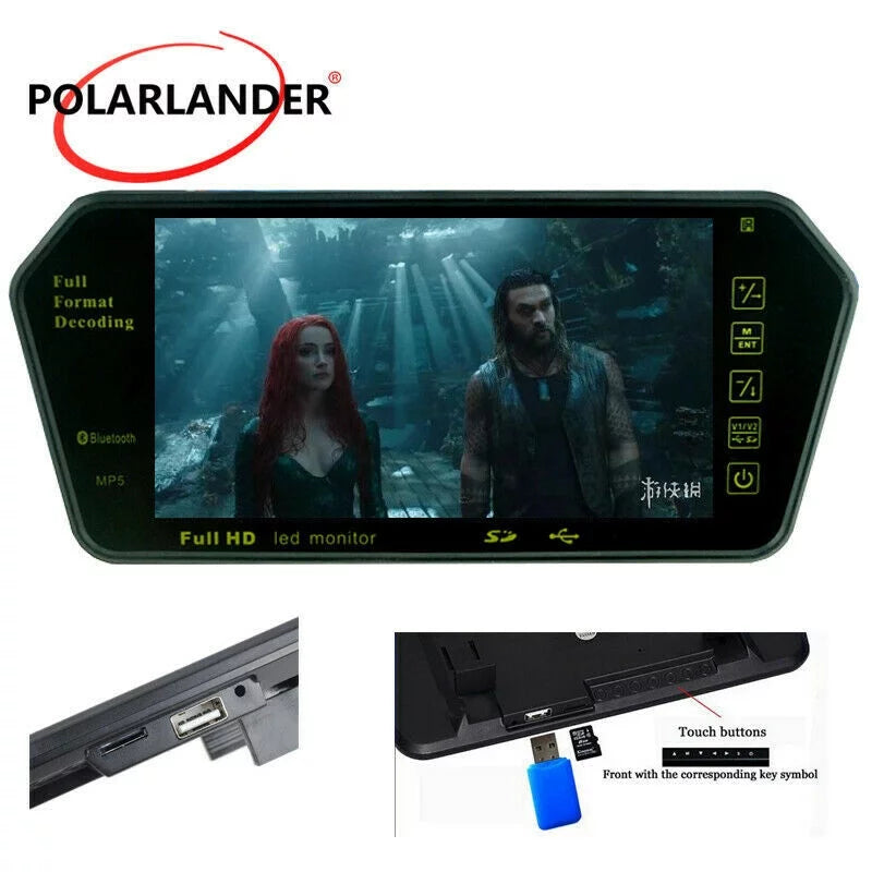 USB Car with Monitor Slot Display Mp5 Mirror Photo TFT Built-in RearView Full HD 7" LCD FM inch Bluetooth TF Car