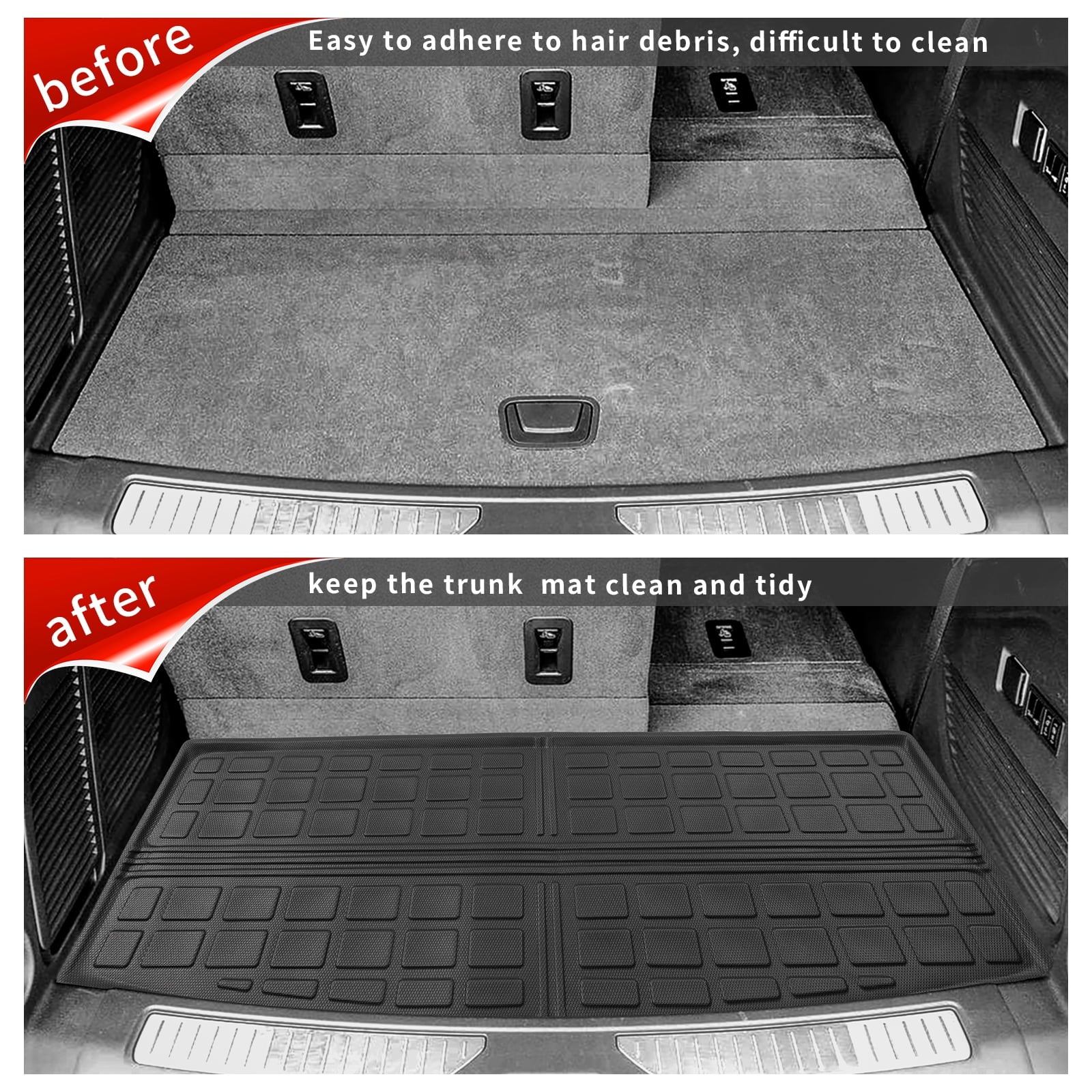 3rd Chevy Tahoe (Trunk 2021-2023 Fit Trunk Row Chevry Cargo Liner Cargo Weather TPE All Yukon Seats) 2022 Tahoe Liner Trunk Accessories GMC (Behind Mat The Mat) Mat