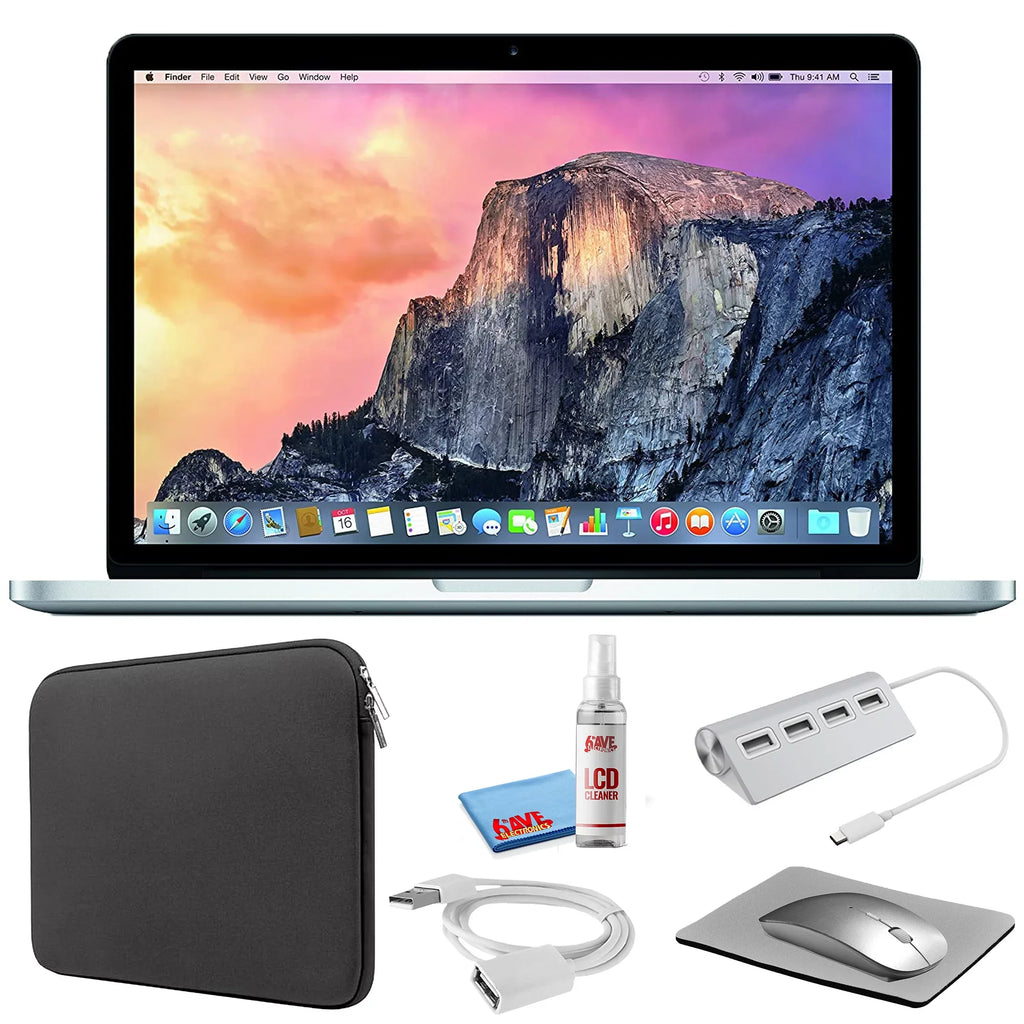 MF839LL/A) - MacBook (Early Apple 13-inch Cleaning 2015, (Refurbished) 2.7GHz, + Starter Bundle Kit Zipper Kit (i5 Laptop SSD) 128GB Sleeve + Black Silver Pro with